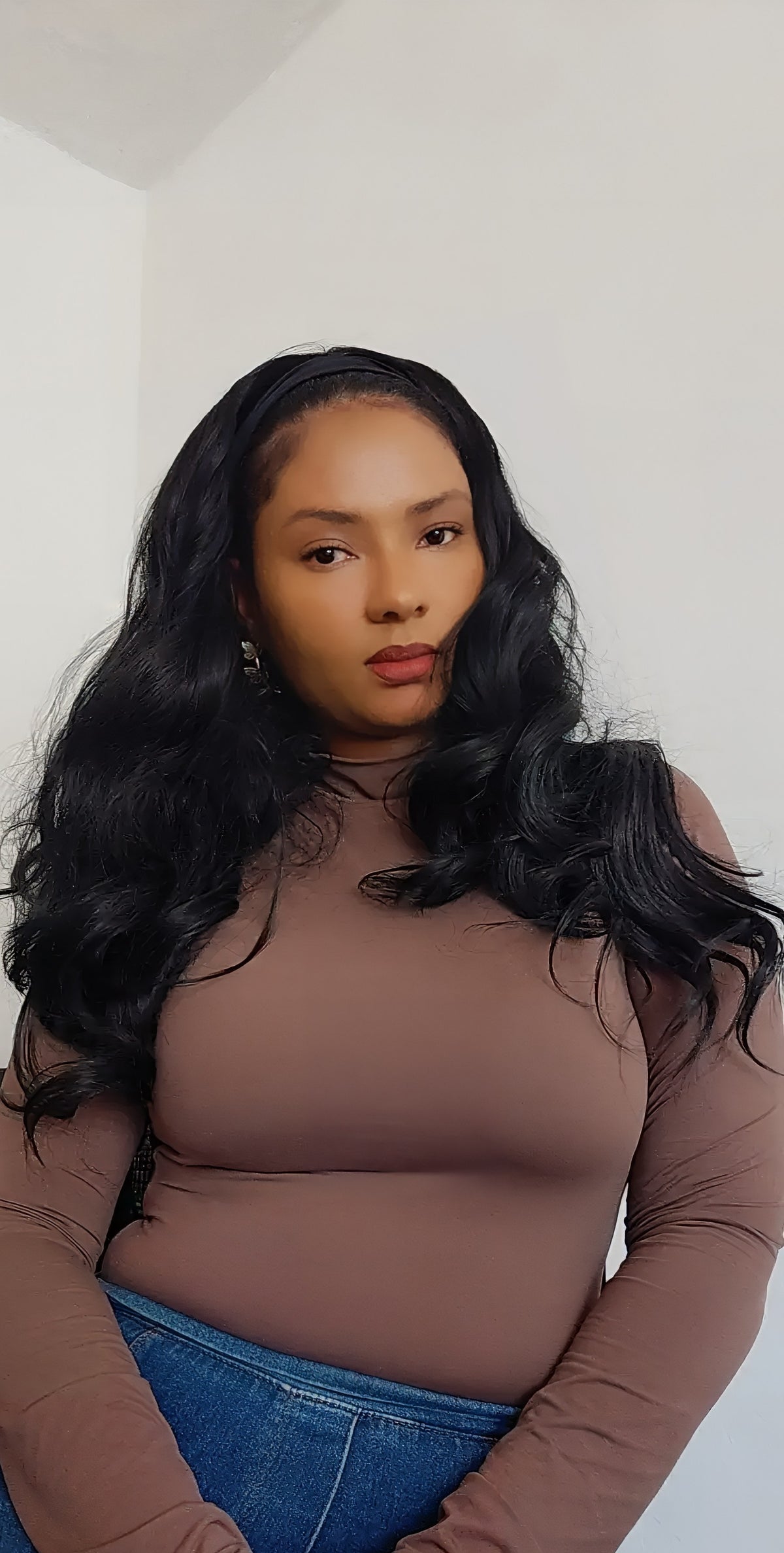 26inch Glueless Headband Wig - Heat-Resistant Human Blend with Voluminous Body!