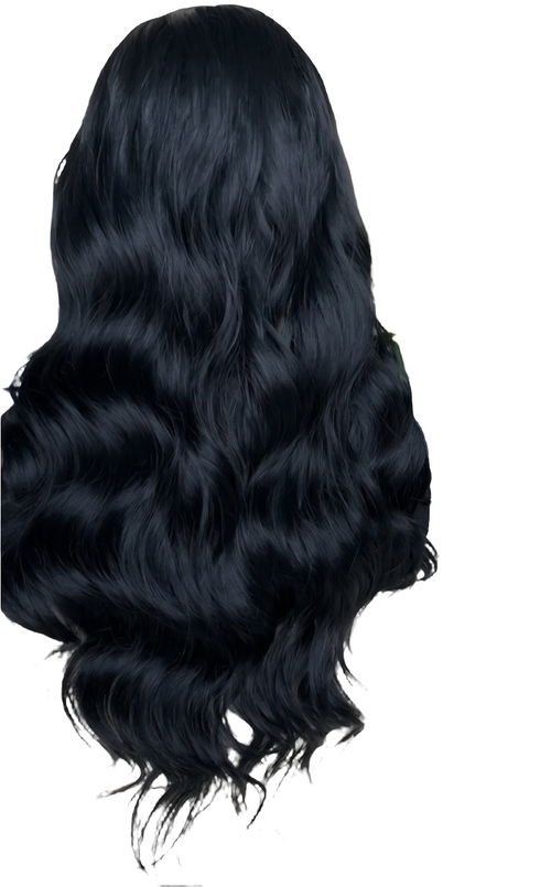 26 inch Heat resistant Voluminous black headband wig