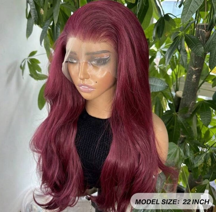 Burgundy Lace Front Wig - Human blend